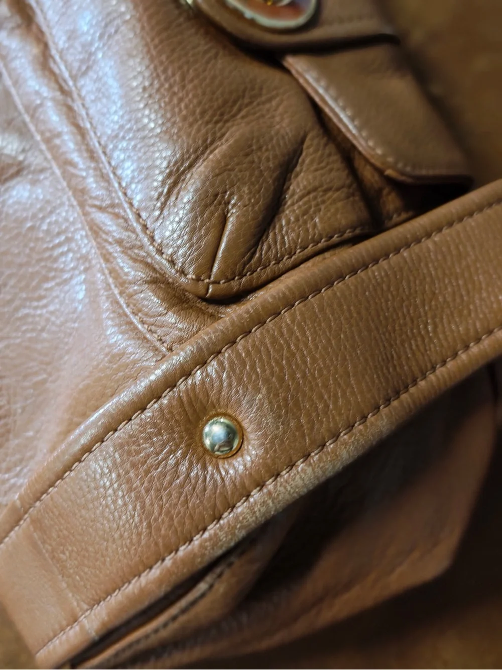 Michael Kors Cognac Pebbled Leather Satchel
